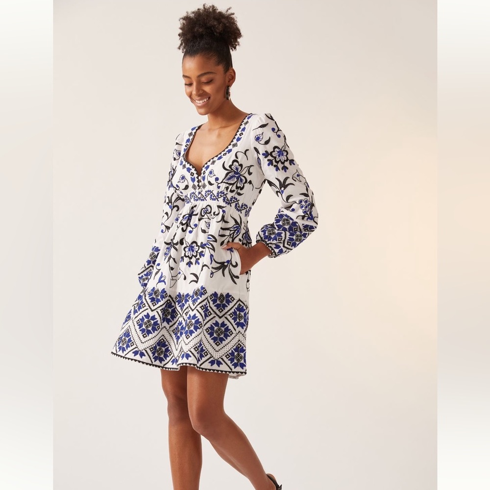 Anthropologie Sweetheart Embroidered Minidress